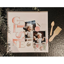 BESP14 Page brodée sur papier aquarelle cuisine Brode en scrap scrapbooking