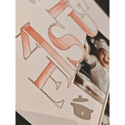 BESP14 Page brodée sur papier aquarelle cuisine Brode en scrap scrapbooking