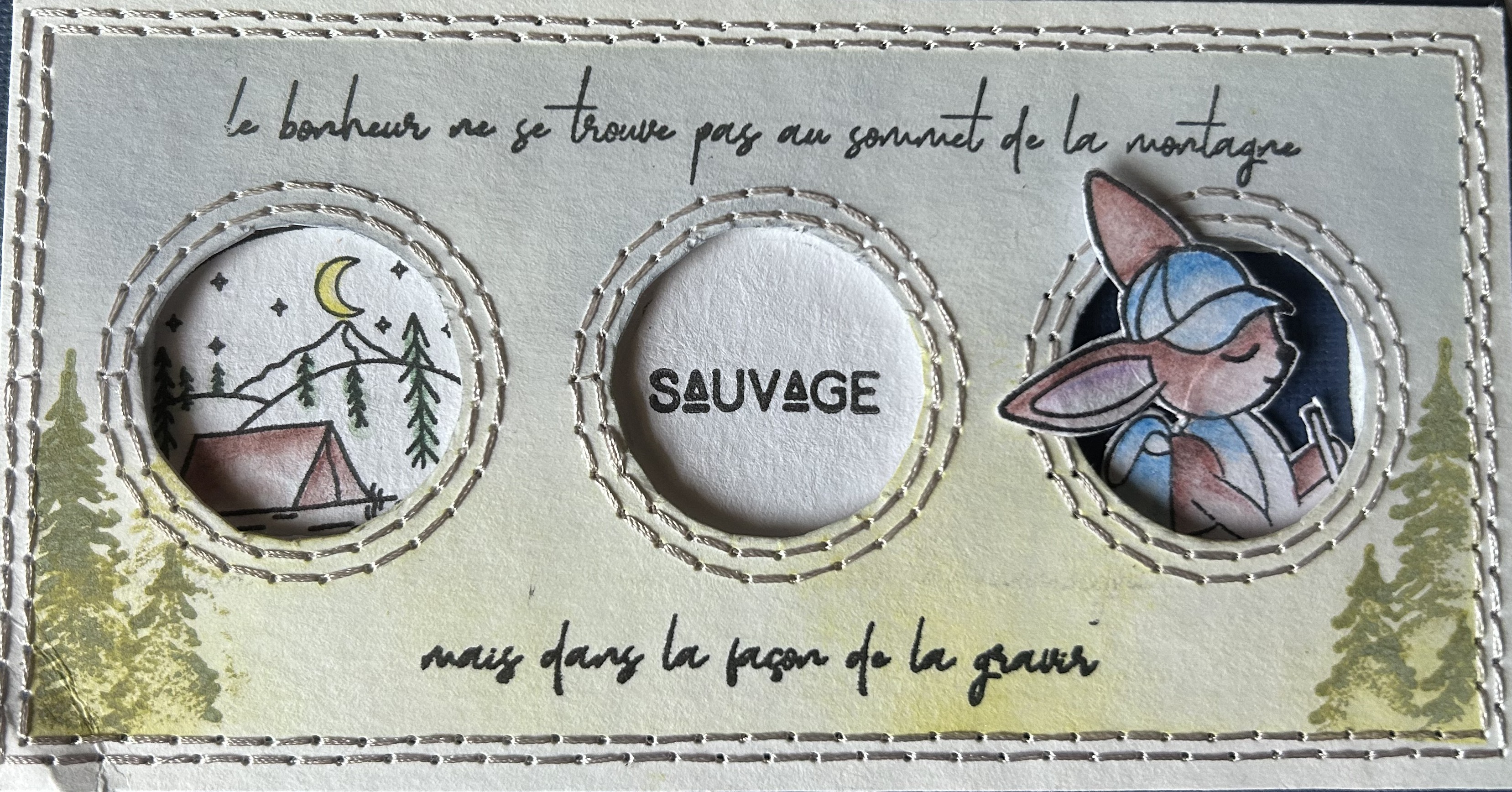 Embellissement papier brodé - les trois cercles