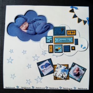 Page aquarelle brodée - Bébé