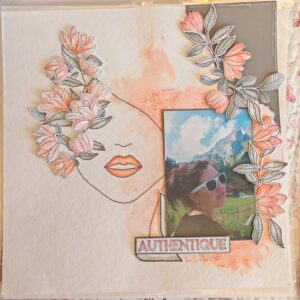 Page aquarelle brodée - visage