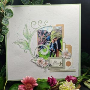 Page aquarelle brodée - feuillage