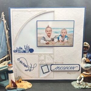 Page aquarelle brodée - souvenirs de vacances