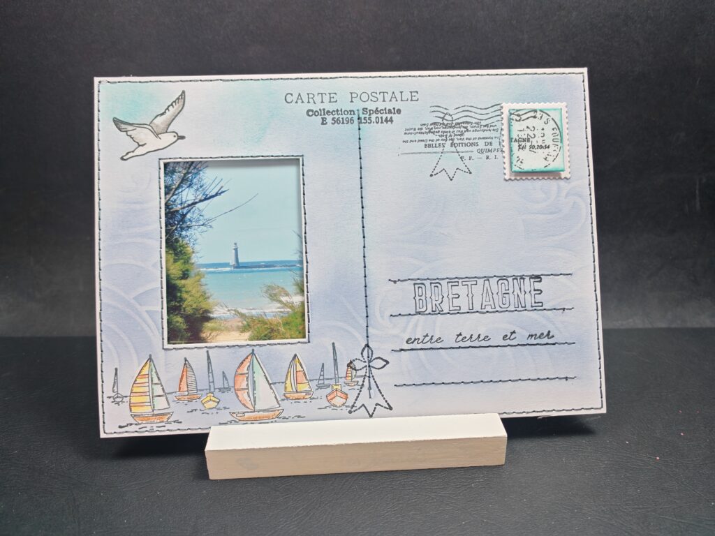Carte postale brodée